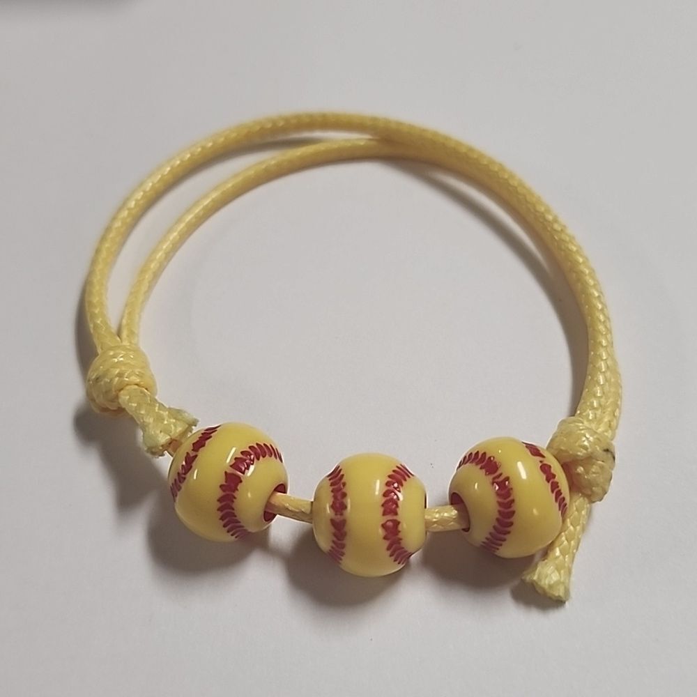 Softball Bracelet Party Yellow Softball Beads Friendship Team Sports Girls Women
